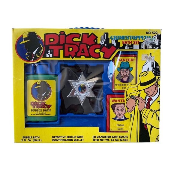 Dick Tracy Vintage Grimestoppers Bath Set Vintage New - Picture 2 of 9